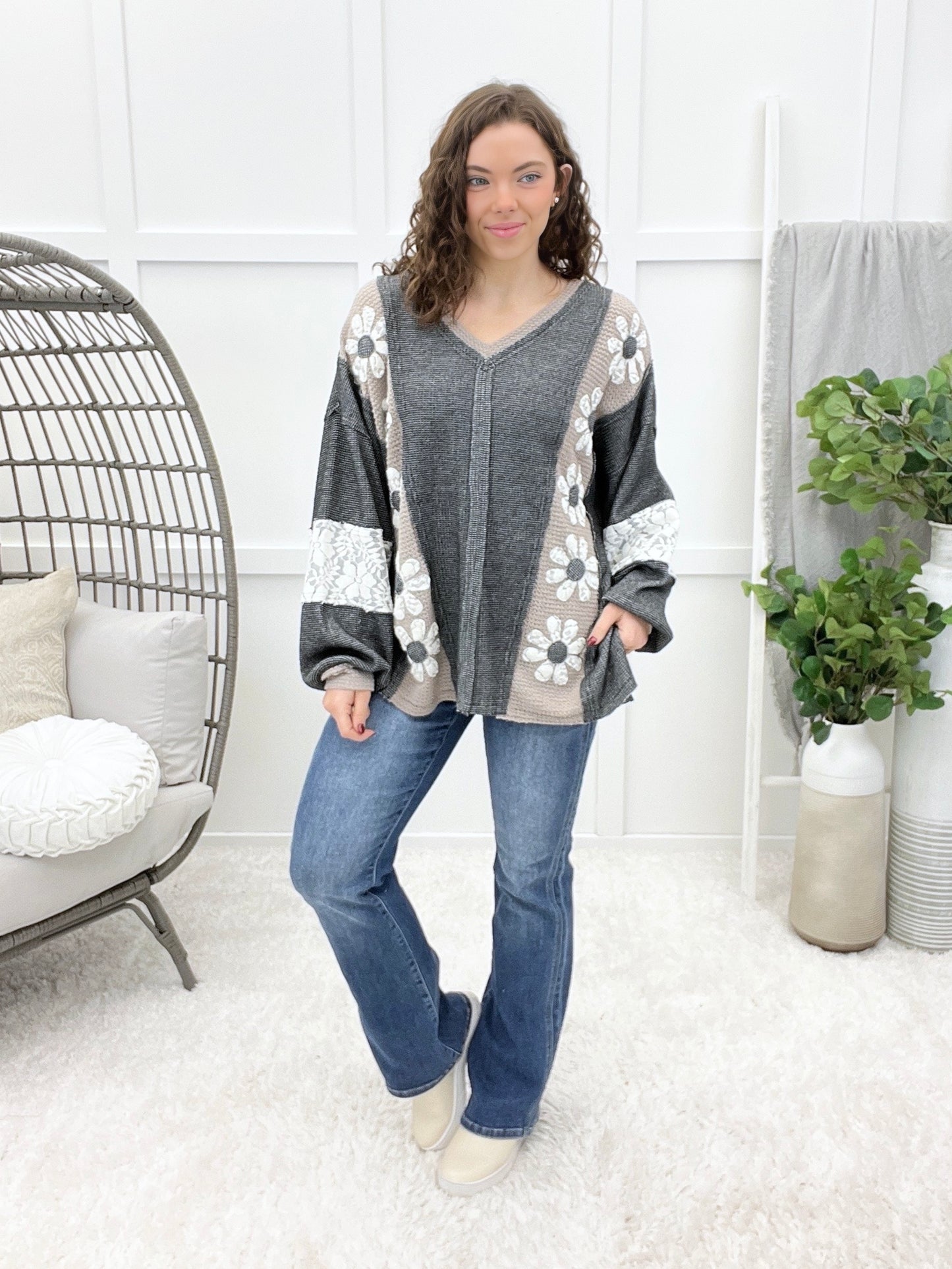 Come With Me Top - Charcoal