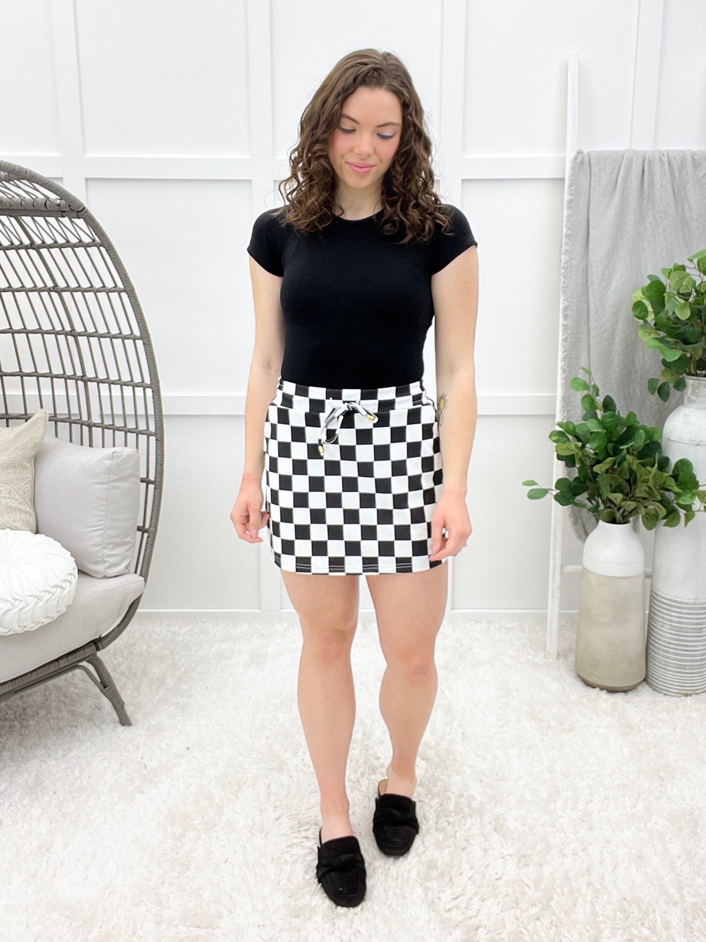Flirt Alert Skort - Checkered