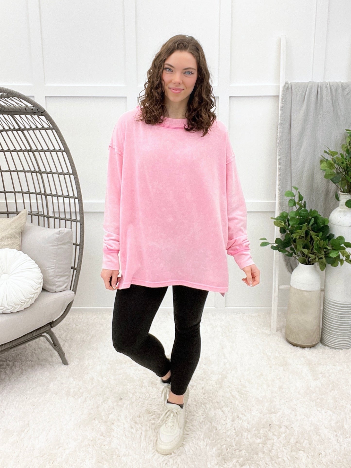 Relaxed Vibes Top - Washed Pink