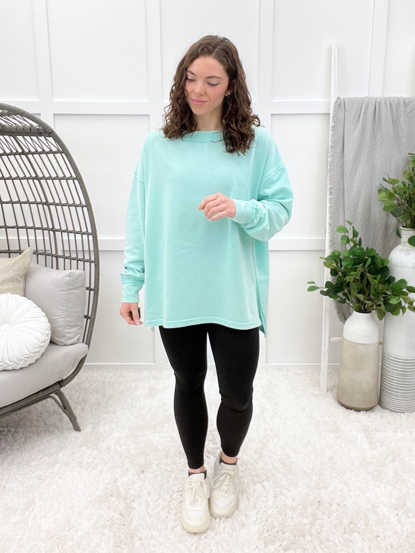 Relaxed Vibes Top - Washed Aqua