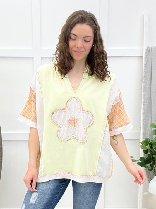 The Patchwork Petal Hooded Top