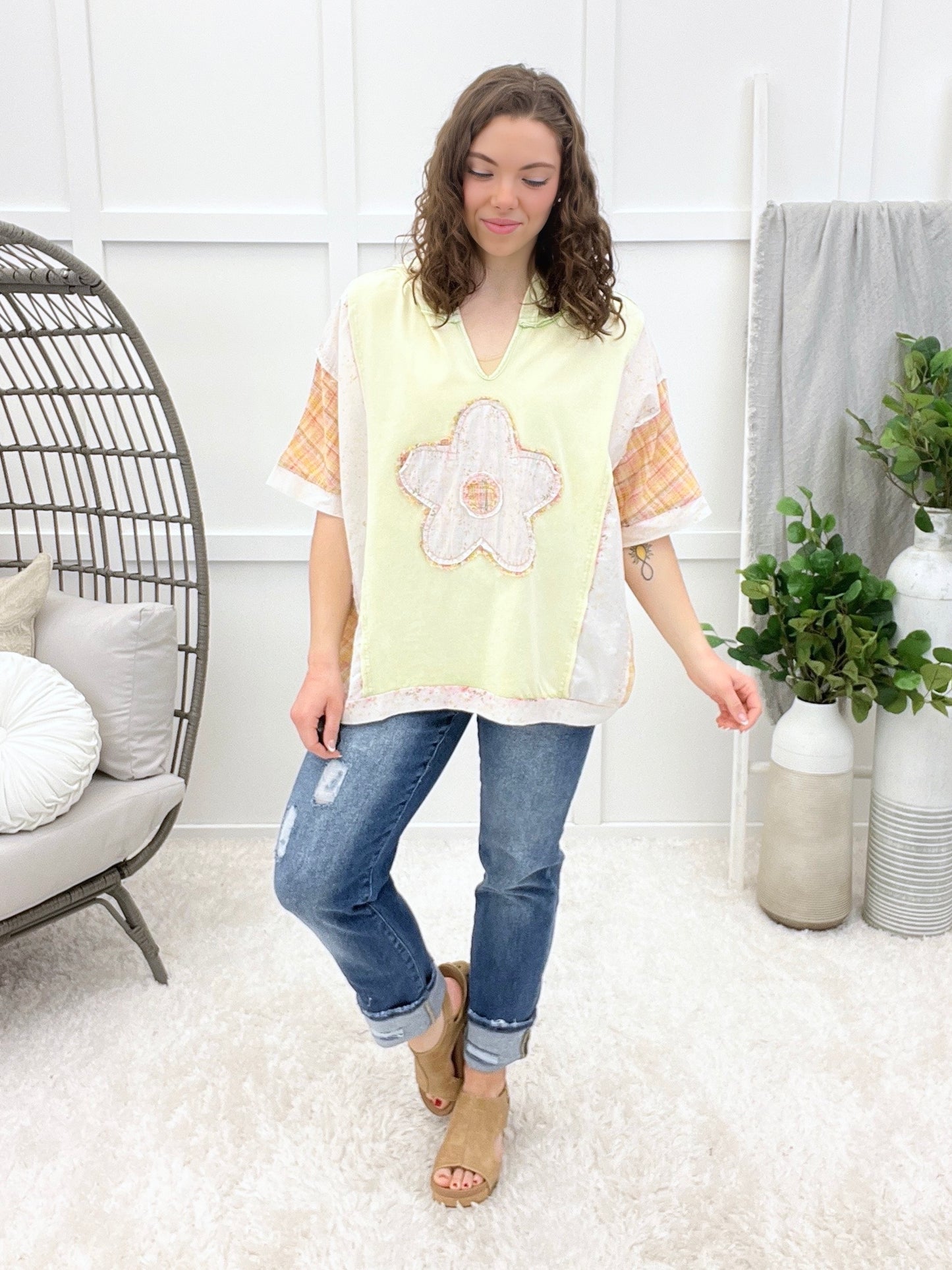 The Patchwork Petal Hooded Top