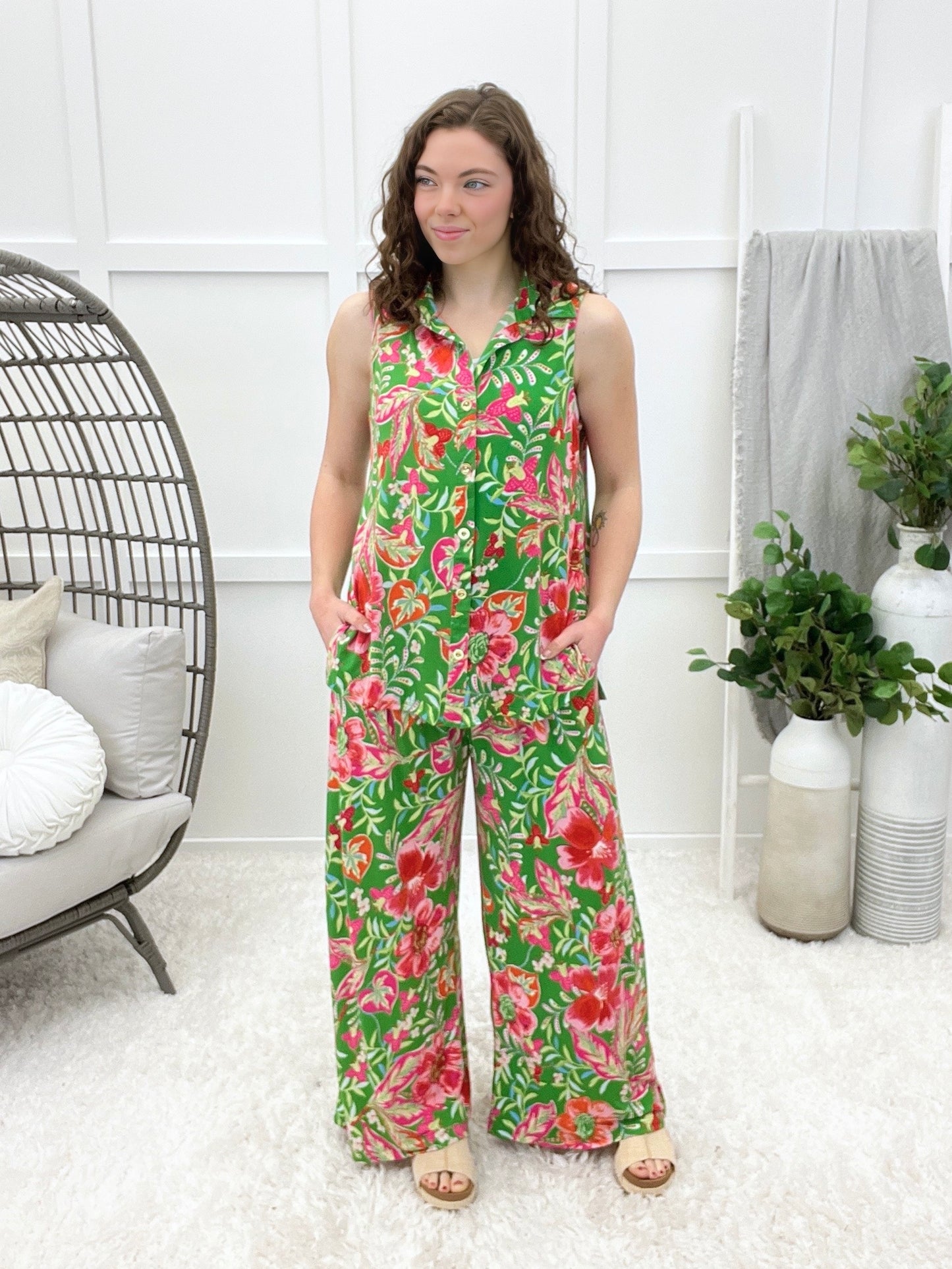 Dear Scarlett Hawaiian Sunset Shoreline Top And Bottom Set