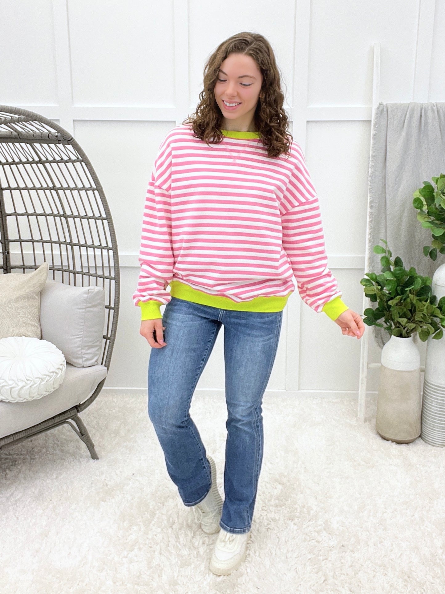 Diamonds In My Eyes Top - Pink Stripe