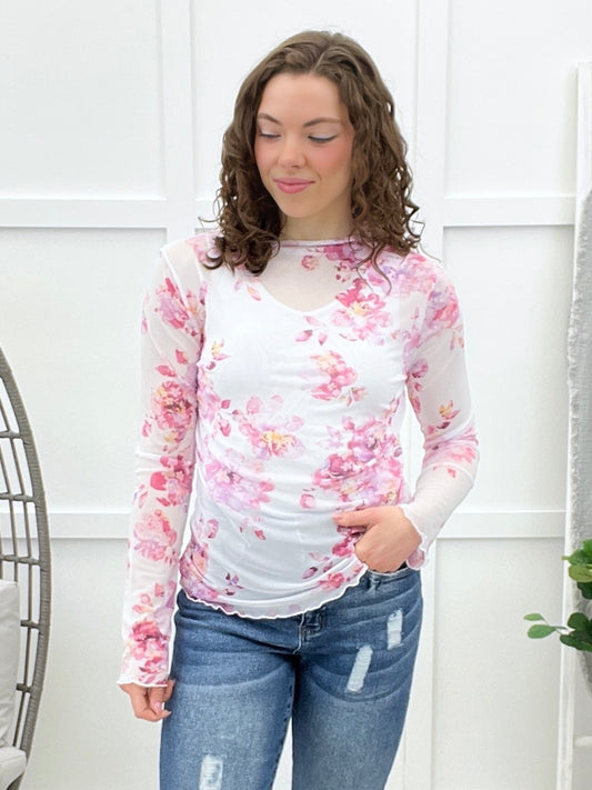 Little Blooms Top - Fuchsia