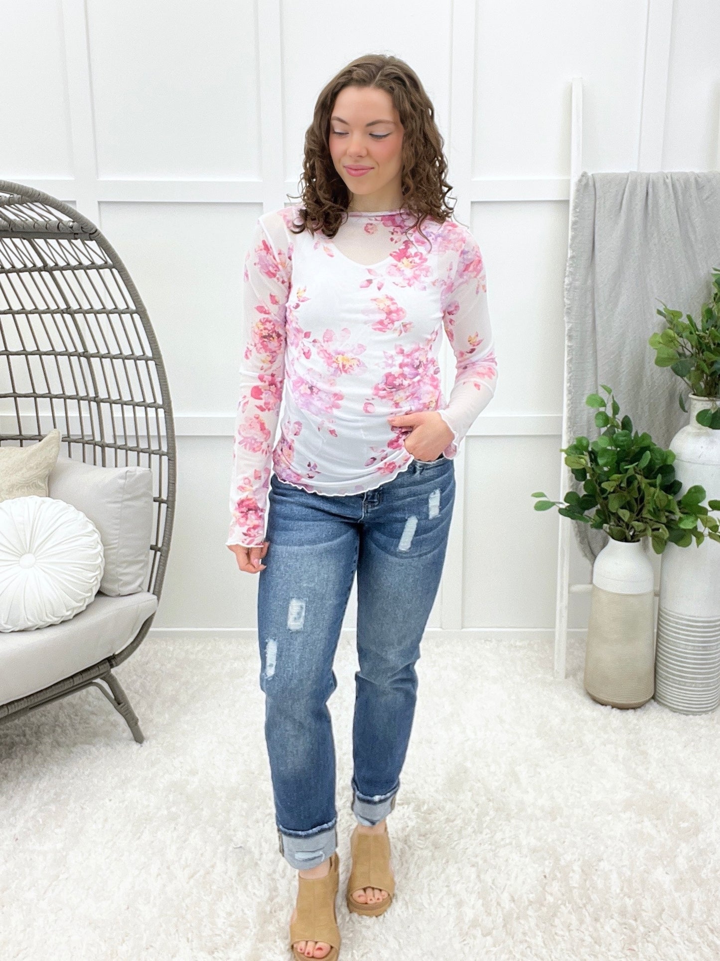 Little Blooms Top - Fuchsia