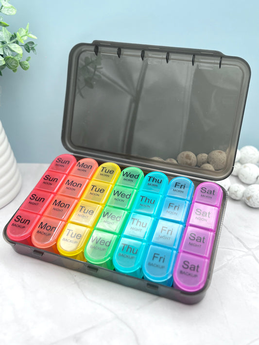 Large Weekly Pill Organizer–7Day/4Times Daily Removable Case
