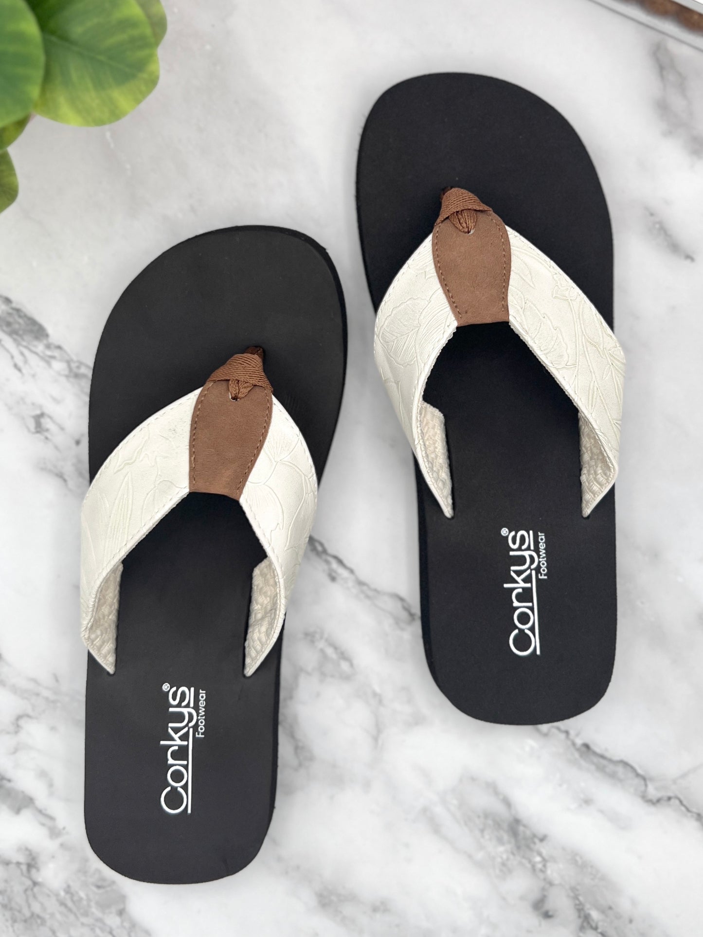 Corkys Summer Break Sandals - Ivory Flower Emboss