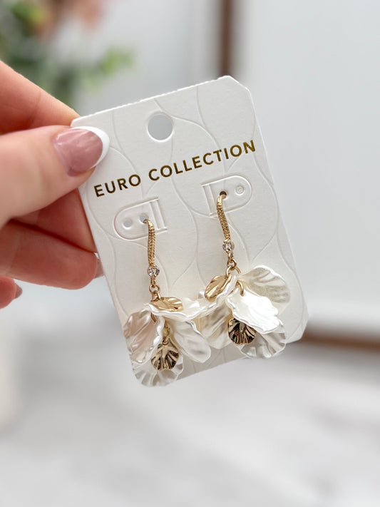 Pearl Petal Drop Earrings