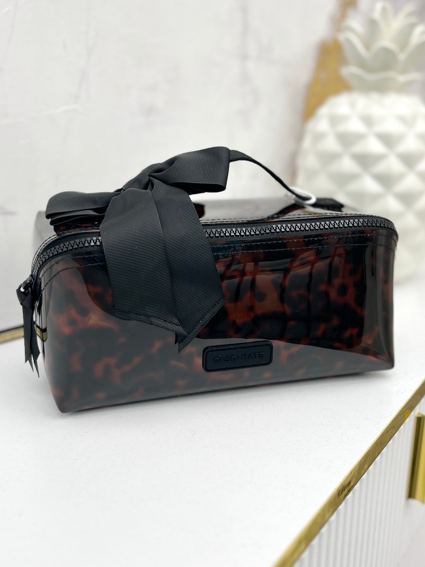 Jelly Cosmetic Bag - Tortoiseshell Bow