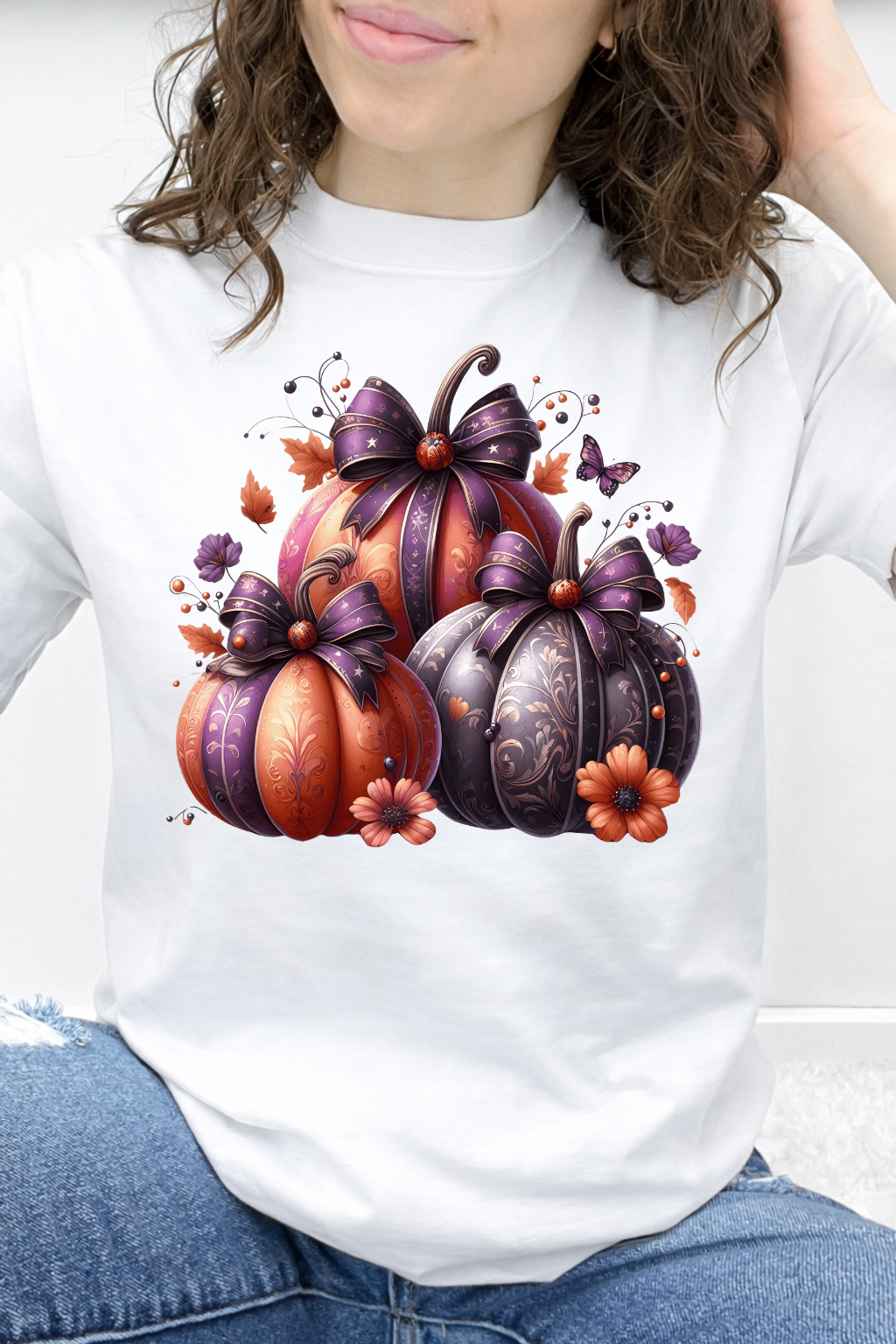 Enchanted Bows & Blooms Pumpkin Trio Graphic Tee