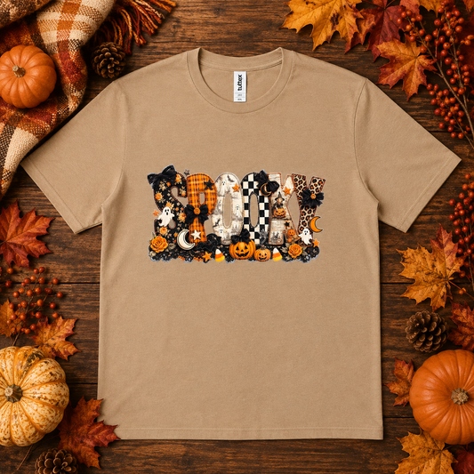 “Spooky” Patchwork Collage Graphic Tee