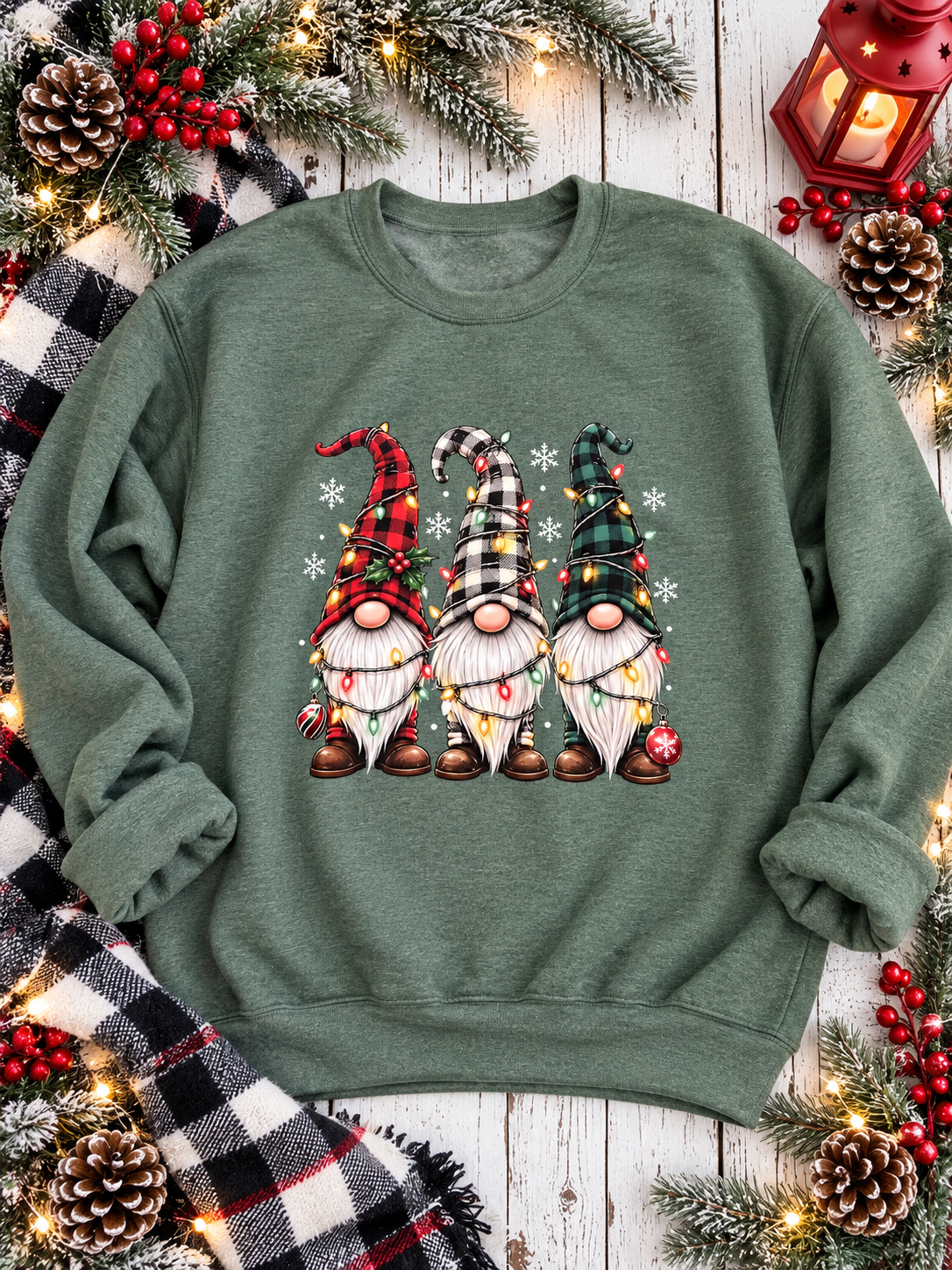 Holiday Lights Gnome Trio Graphic Sweatshirt