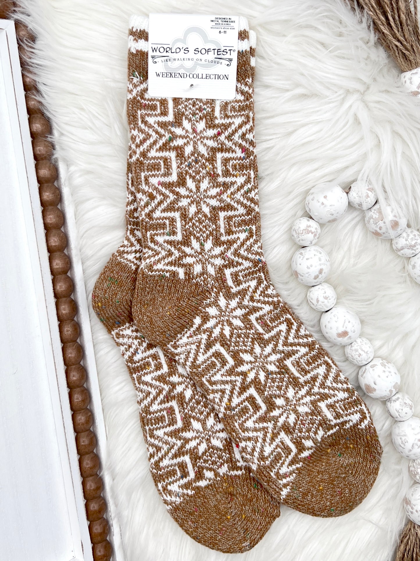 Holiday Confetti Geo Gingerbread Socks