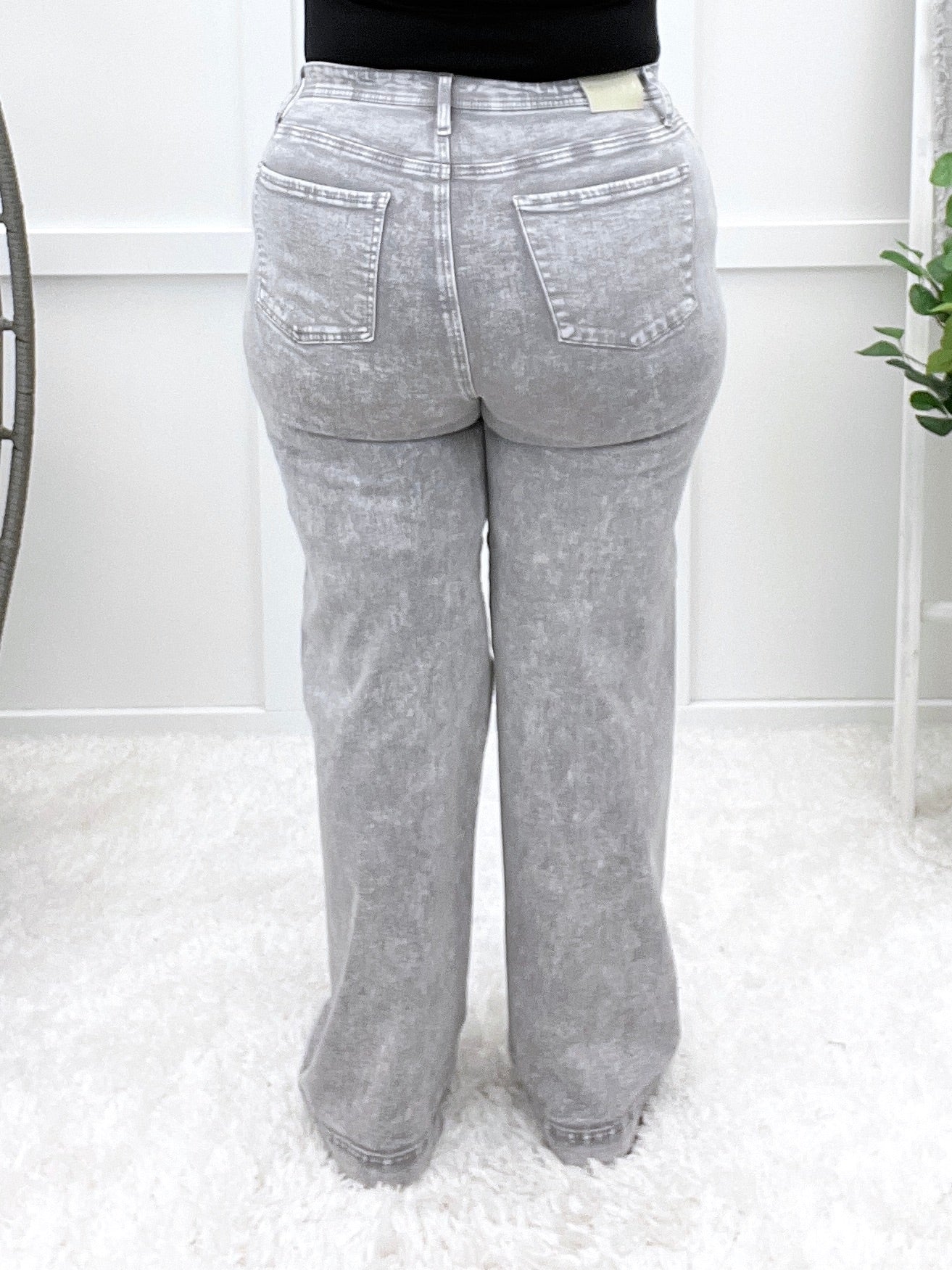 The Ava From Saige Tummy Control Straight Leg Jeans - Silver Grey