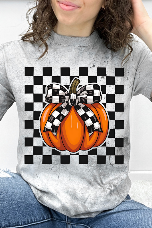 White Checker Bow & Pumpkin Graphic Collection