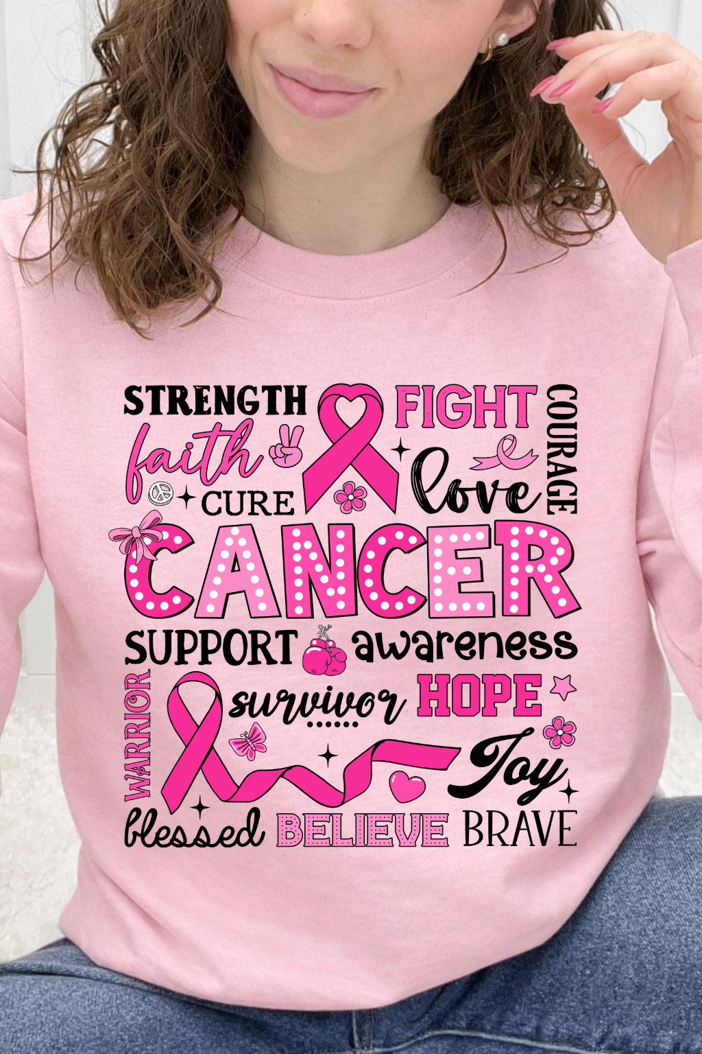 Strength, Fight & Cancer Awareness Word Art Graphic Collection