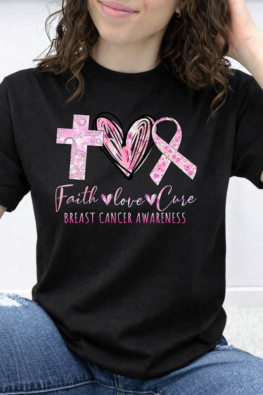 Faith Love Cure "Breast Cancer Awareness" Graphic Tee
