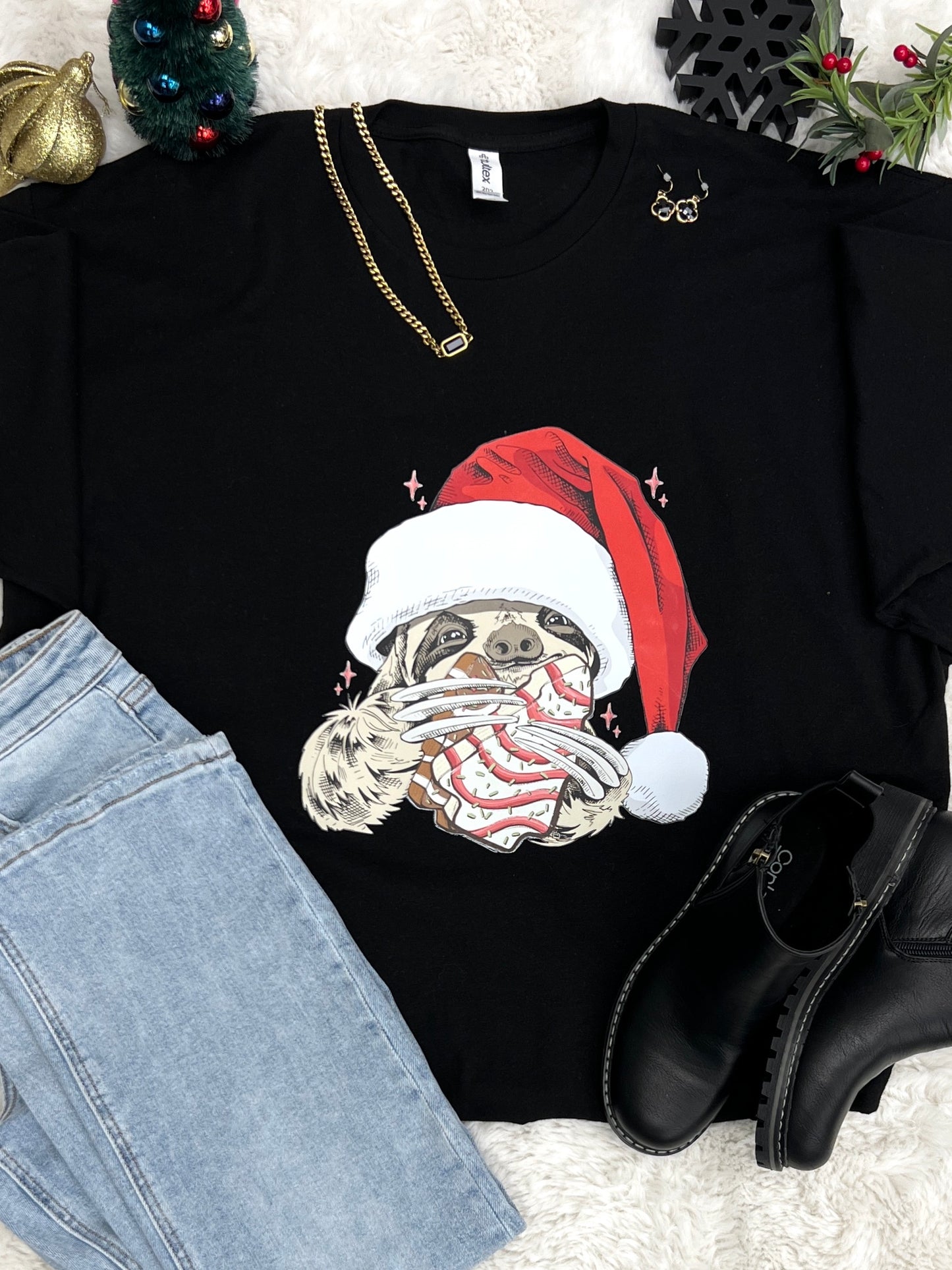 Merry Munchin' Sloth Graphic Tee