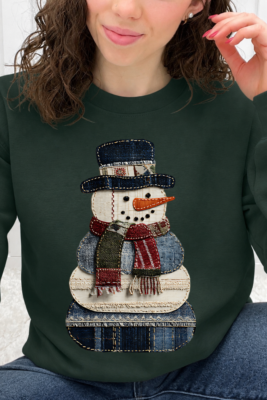 Denim Patchwork Snowman Graphic Collection