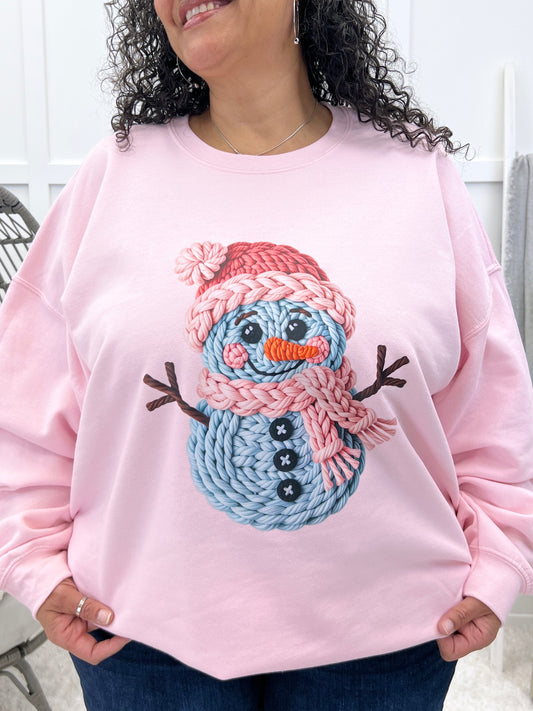 Cozy Knit Snowman Graphic Sweatshirt