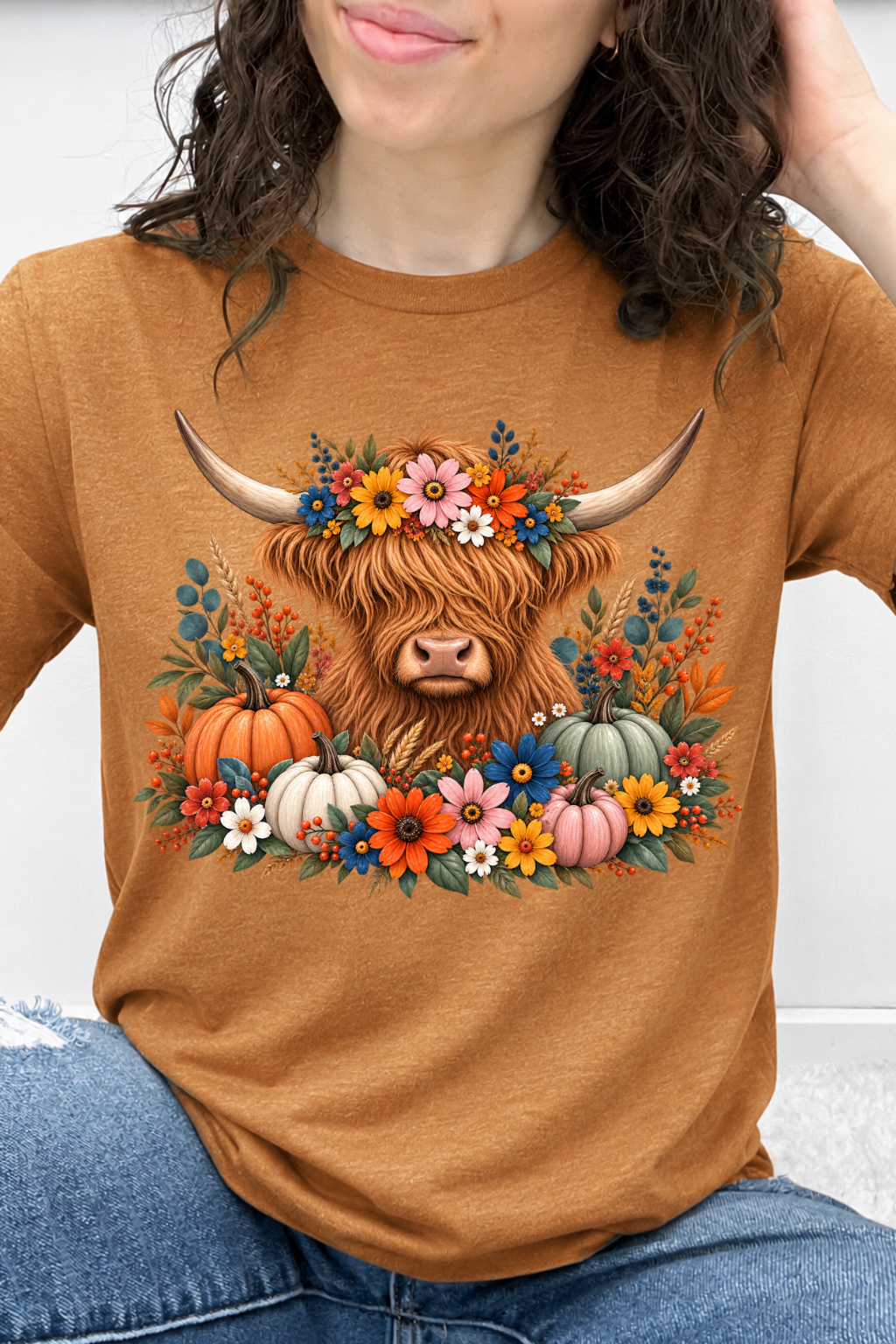 Pumpkin Patch Highland Cow Graphic Tee