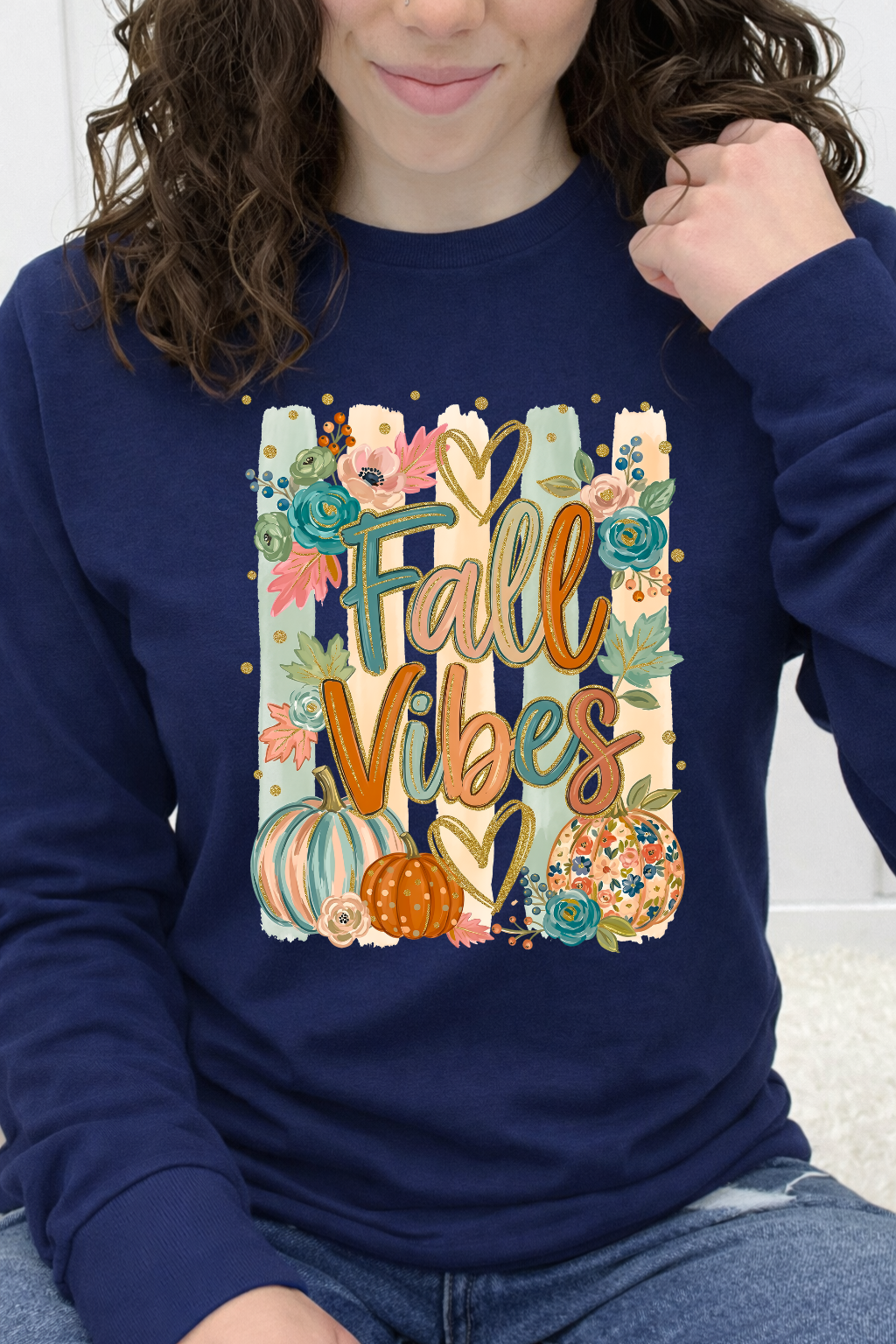 Fall Vibes Striped Florals & Hearts Graphic Collection