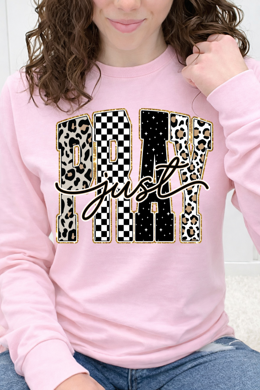 Just Pray Check Varsity Letters Graphic Collection