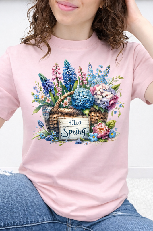 Hello Spring Floral Basket Graphic Collection