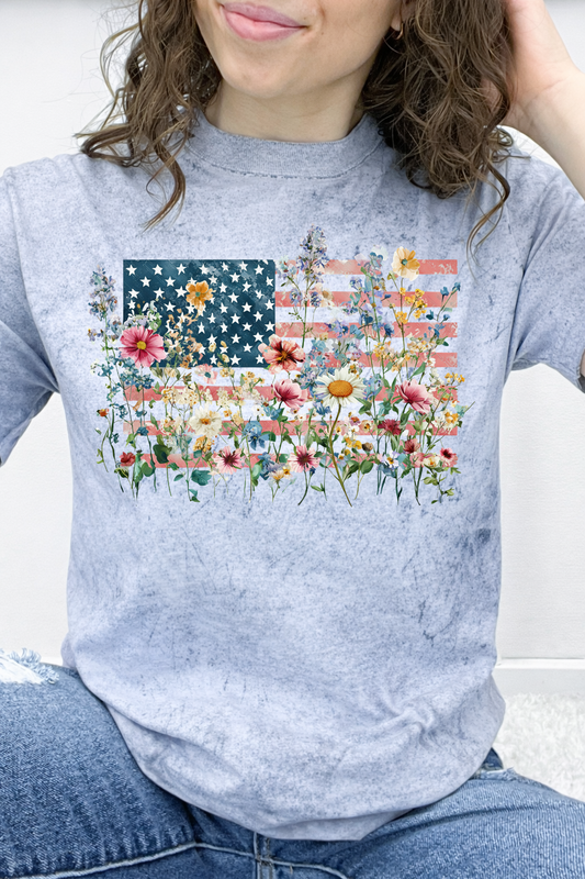 Floral American Flag w/ Wildflowers Graphic Collection