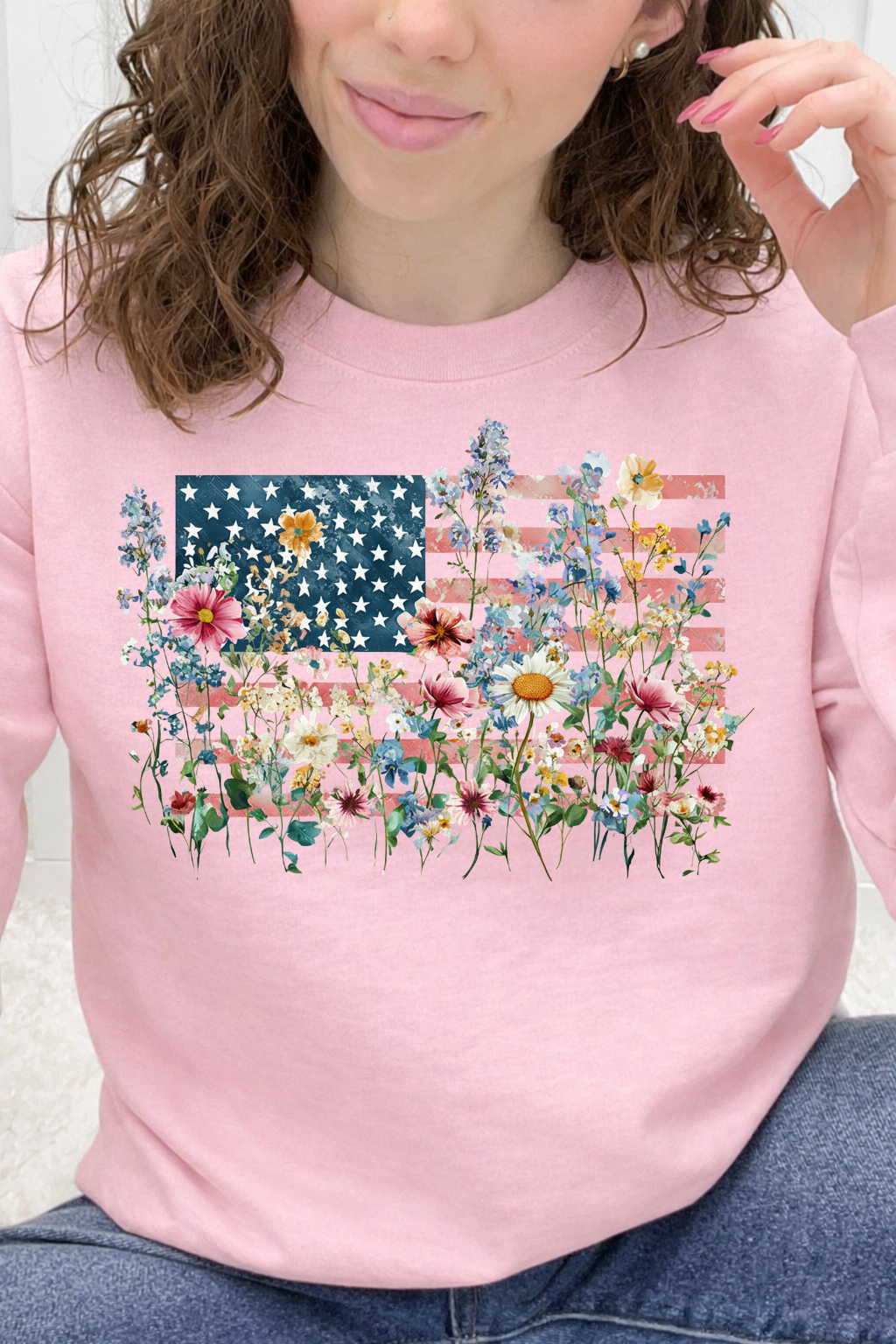 Floral American Flag w/ Wildflowers Graphic Collection