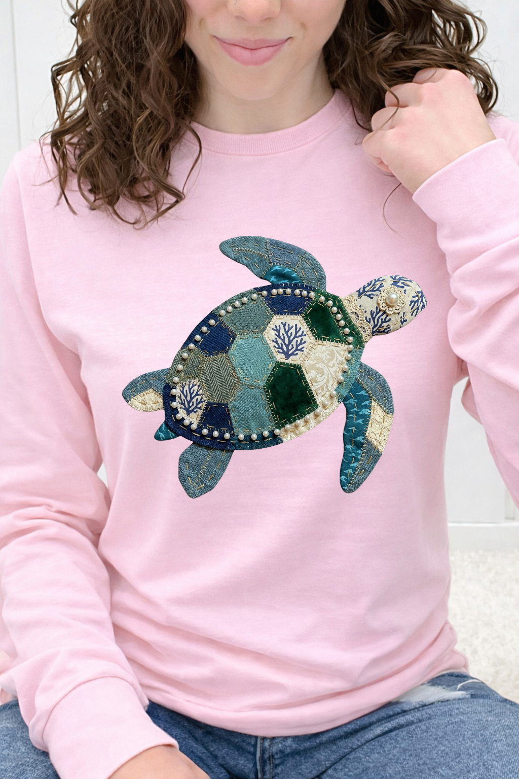 Denim & Pearl Patchwork Sea Turtle Graphic Collection