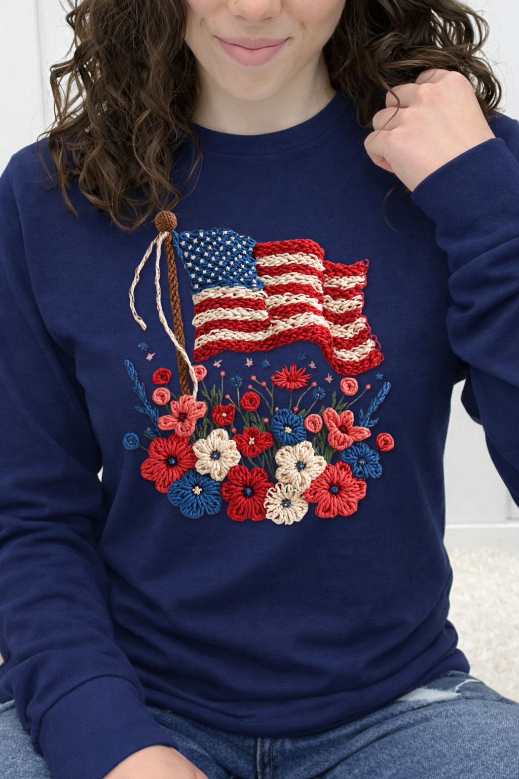 Stitched in Freedom Flag w/ Flowers Graphic Collection
