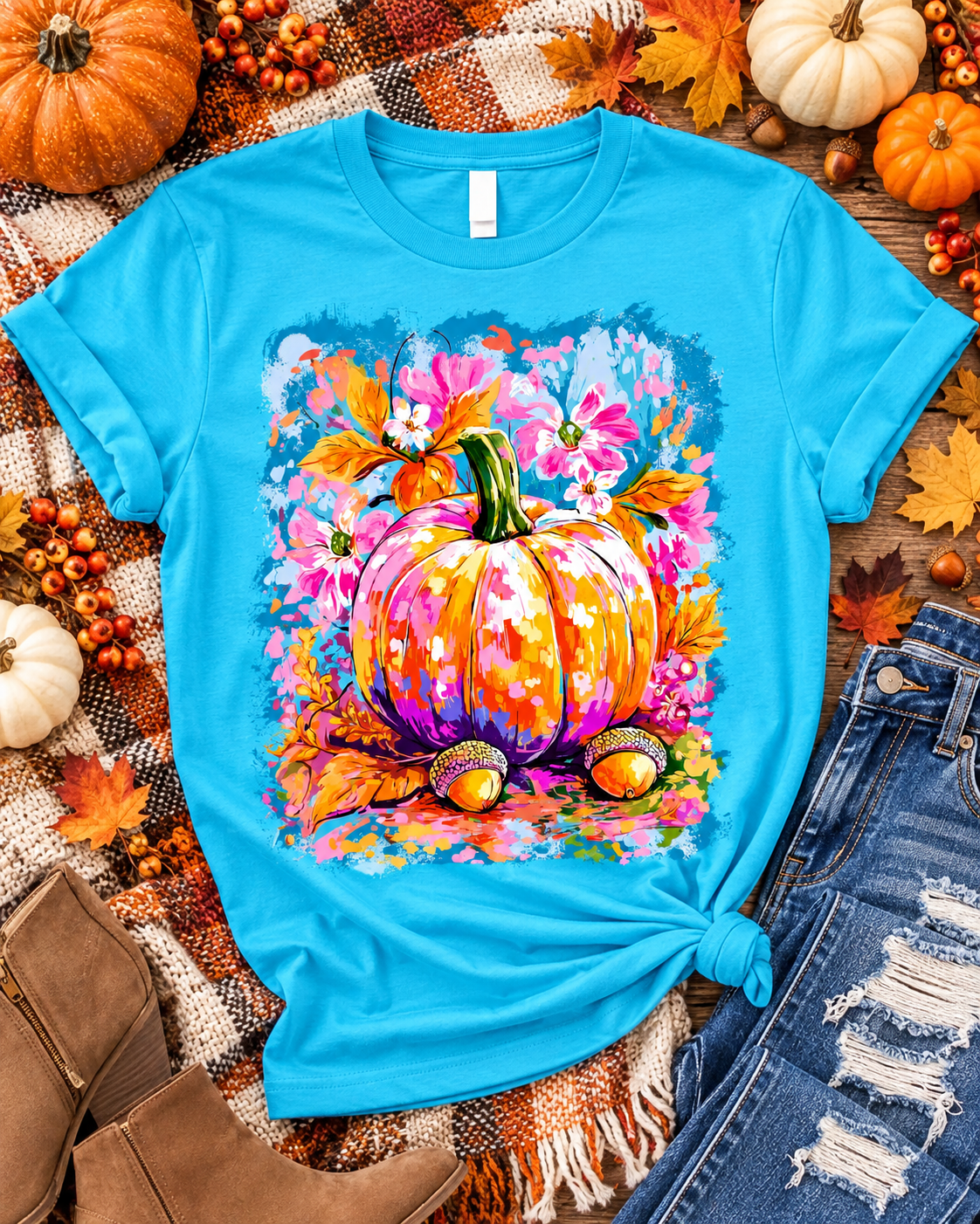 Fall Watercolor Pumpkin Blossom Graphic Collection