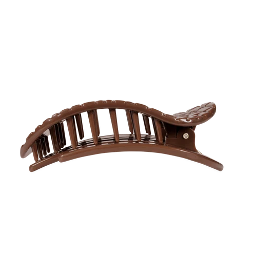 Brown Crocodile Large Flat Round Hair Clip