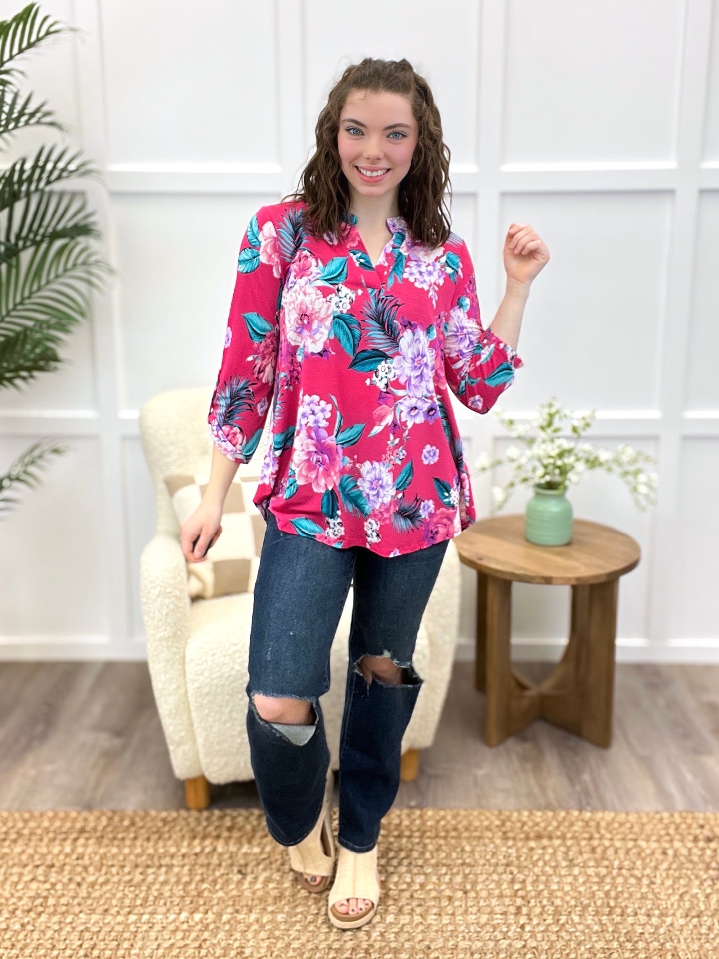 Dear Scarlett Radiant Floral Escape Tunic Top