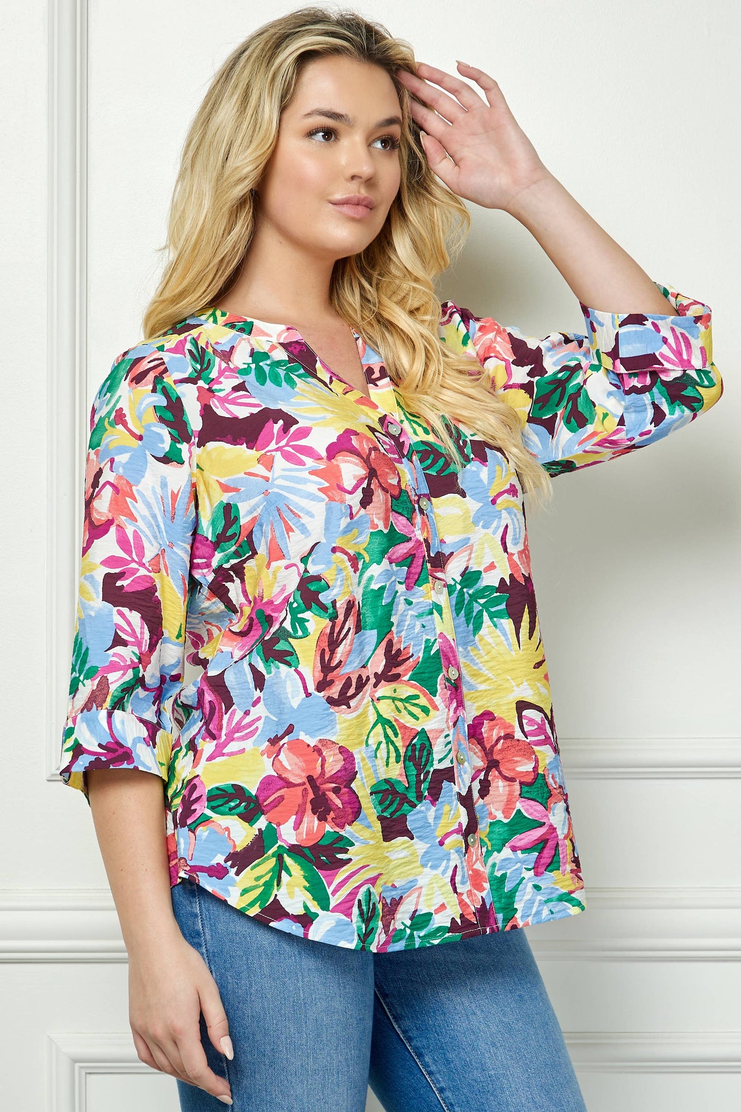 Tropical Watercolor Floral Top