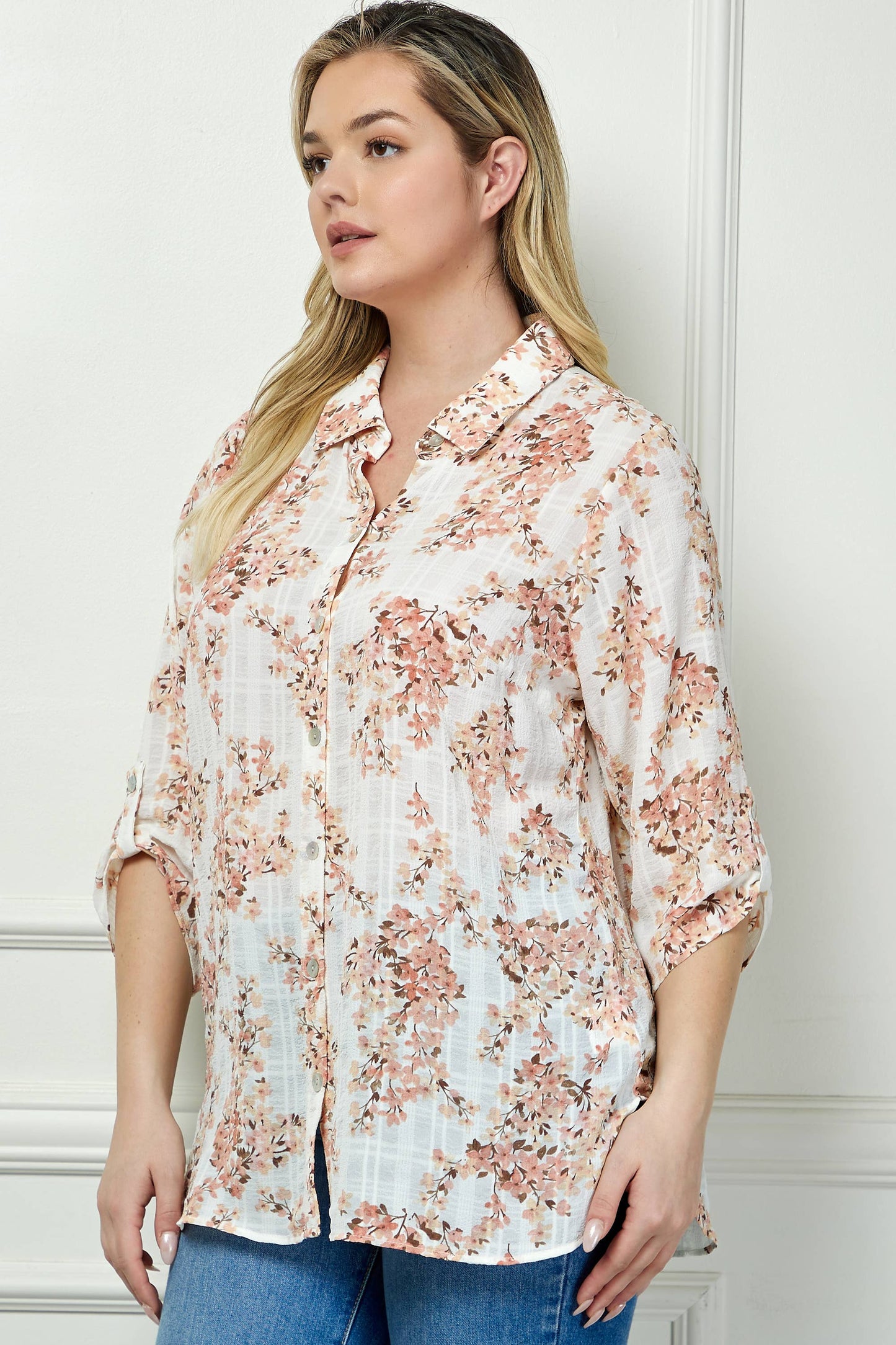 Blush Bloom Button Down Top