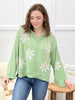 POL Flower Bliss V-Neck Hoodie Sweater