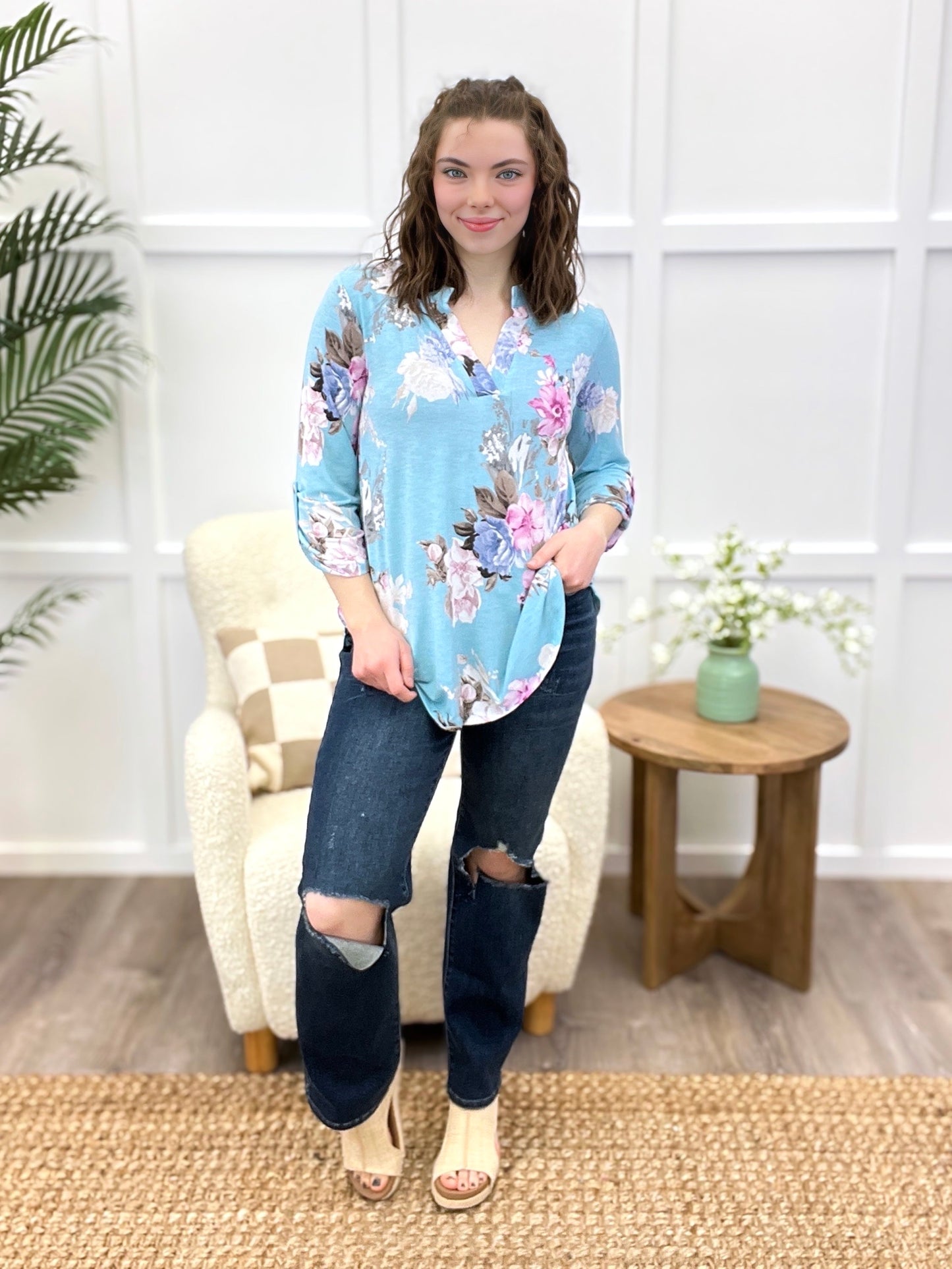 Dear Scarlett Floral Serenity Tunic Top