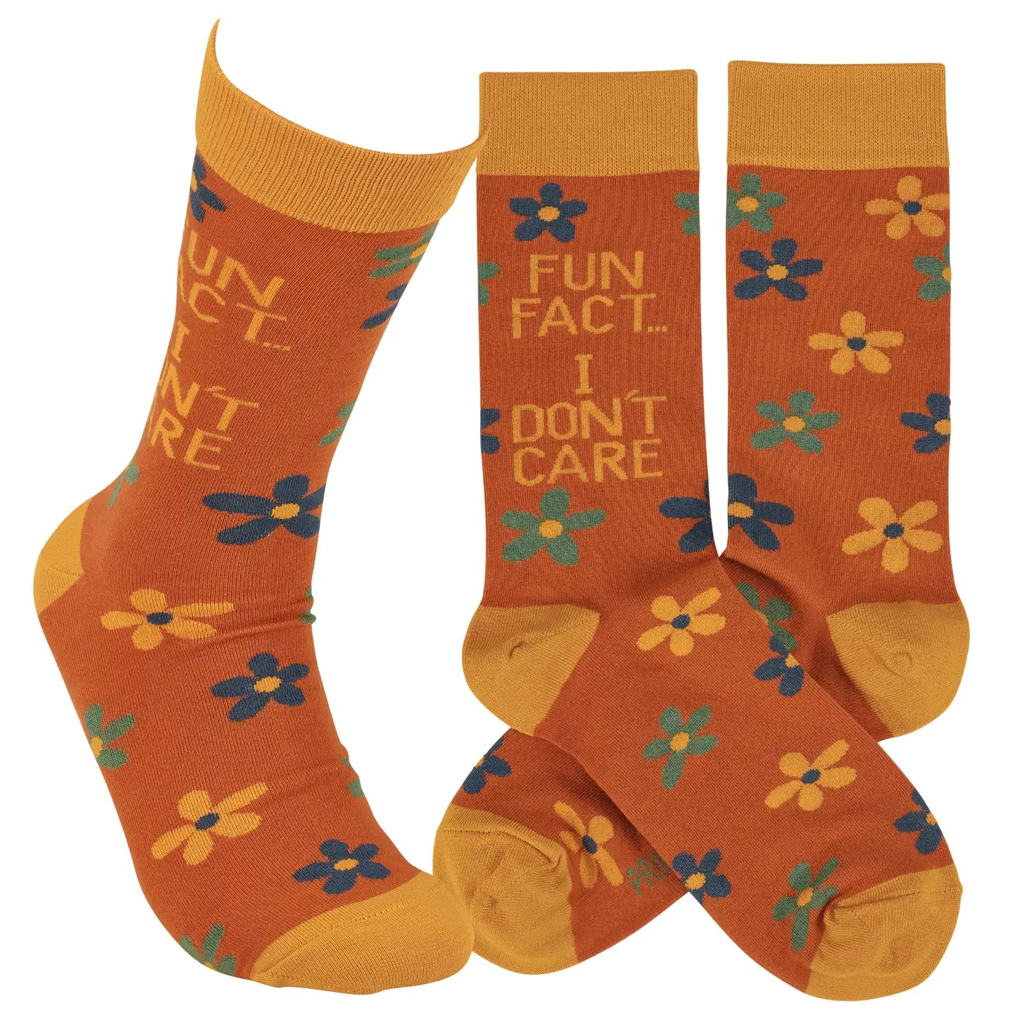 Bold & Funny Floral Socks - "Fun Fact... I Don't Care"