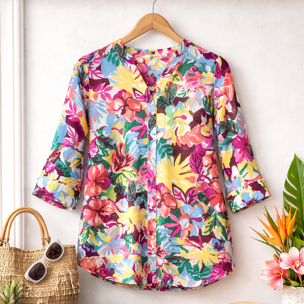Tropical Watercolor Floral Top