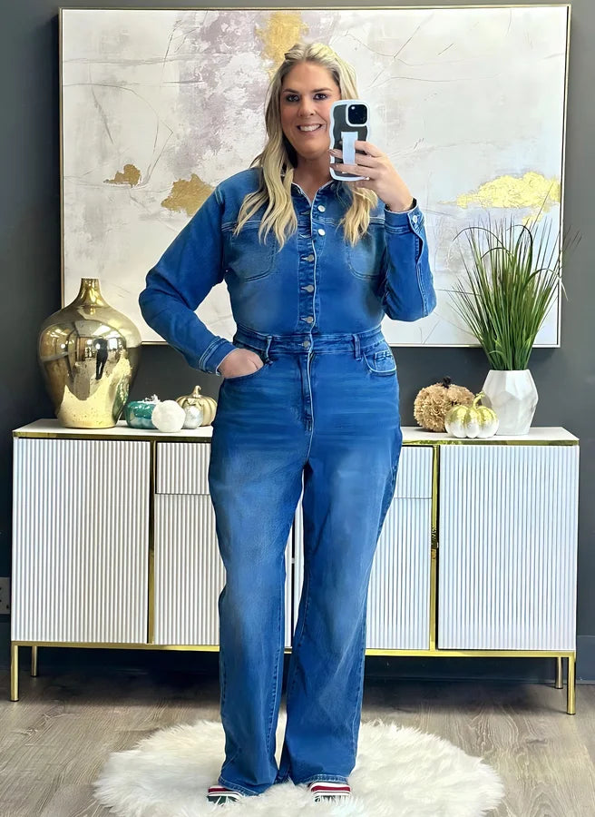 Judy Blue The Maisie Slim Straight Denim Jumpsuit