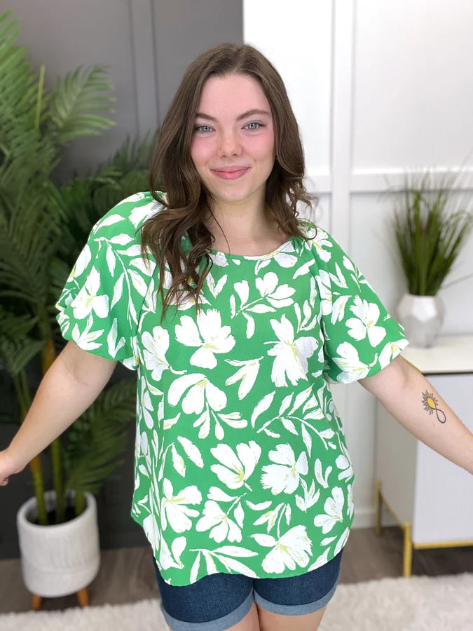 Feel It Forever Green Floral Top