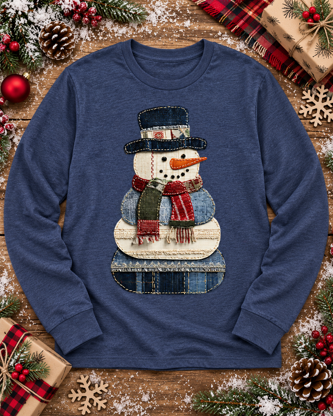 Denim Patchwork Snowman Graphic Collection