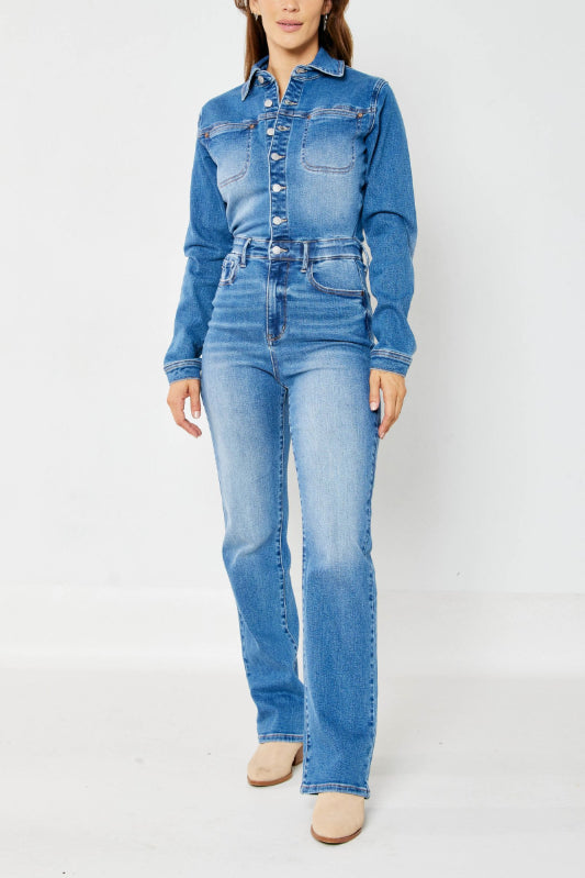 Judy Blue The Maisie Slim Straight Denim Jumpsuit