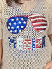 Women's Reg/Plus Size Sunglasses And Merica Sequins Design Knit Top