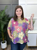 Women's PLUS Grey Floral Print Oversized Top