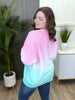 Women's REG/PLUS Pink & Mint Ombre Corded Pullover Top