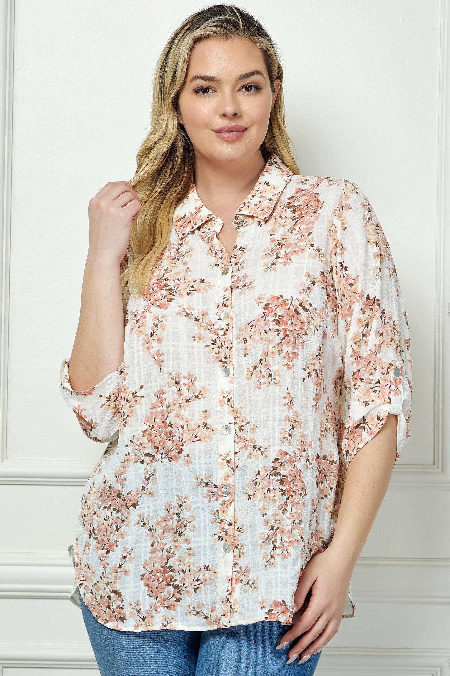 Blush Bloom Button Down Top